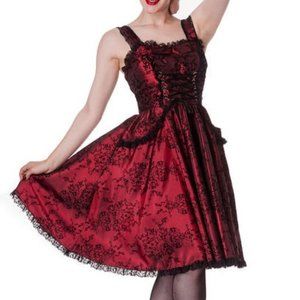 Spin Doctor Flocked Red Brocade Thorne Dress